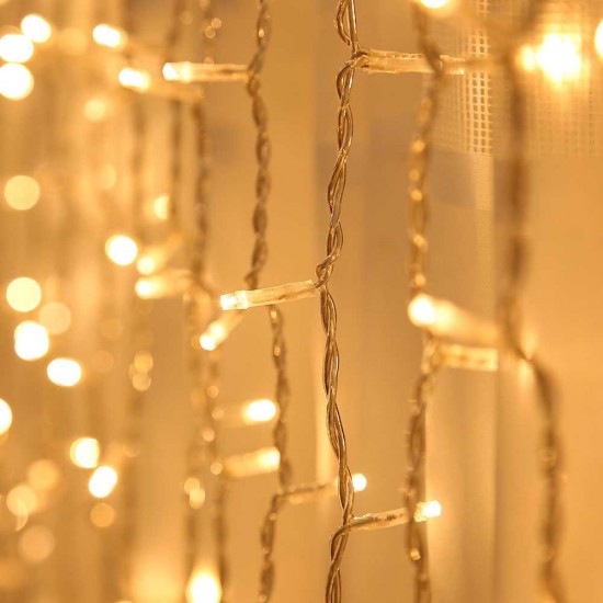 2x2 metre Fişli 16 Saçaklı Perde Led Işıklar Animasyonlu Eklemeli Ev Aydınlatma
