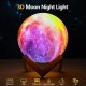 3D Renk Değiştiren Galaxy Ay Gece Masa Lambası 15 cm Led Işıklı Dolunay Aydınlatma Hediyelik