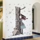 Ağaca Sarılan Kız Ev Dekor Duvar Sticker Çıkartma Seti