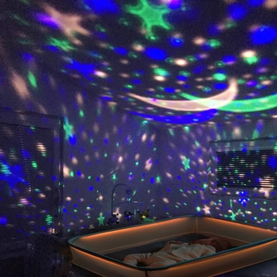 Çok Renkli Ve Dönen Star Master Projeksiyonlu Masa Gece Lambası Tavan Mor Hediyelik Çocuk Bebek Odası
