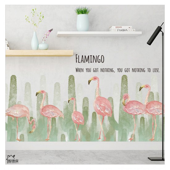 Çoklu Kaktüs ve Flamingo Ev Dekor Duvar Sticker Çıkartma Seti