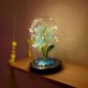 Dekoratif Led Işıklı 3 lü Fanus İçerisinde Yapay Orkide Çiçek Taşlı Hediyelik