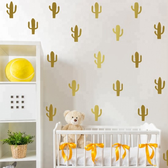 Gold Kaktüsler Bebek & Çocuk Odası Duvar Sticker Çıkartma Seti