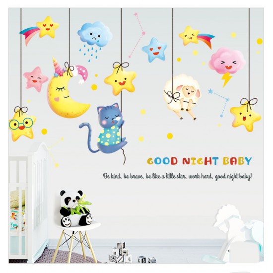 İpli Yıldız Hayvanlar Bebek & Çocuk Odası Duvar Sticker Çıkartma Seti