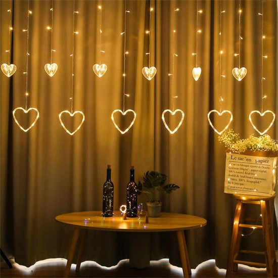 Kalp Perde Led Işık Organizasyon Evlilik Teklifi Dekorasyon Süsleme Saçaklı Animasyonlu Ampul Eklemeli