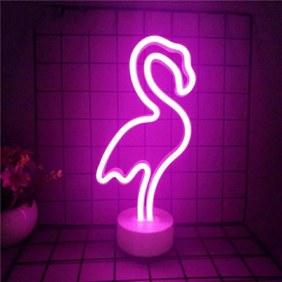 Neon Işıklı Dekoratif Flamingo Masa Gece Lambası Çocuk Bebek Odası