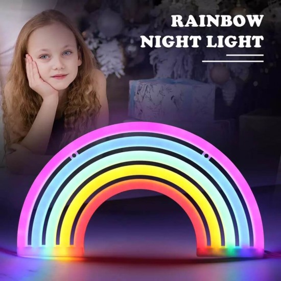Neon Işıklı Gökkuşağı Gece Lambası Çocuk Bebek Odası
