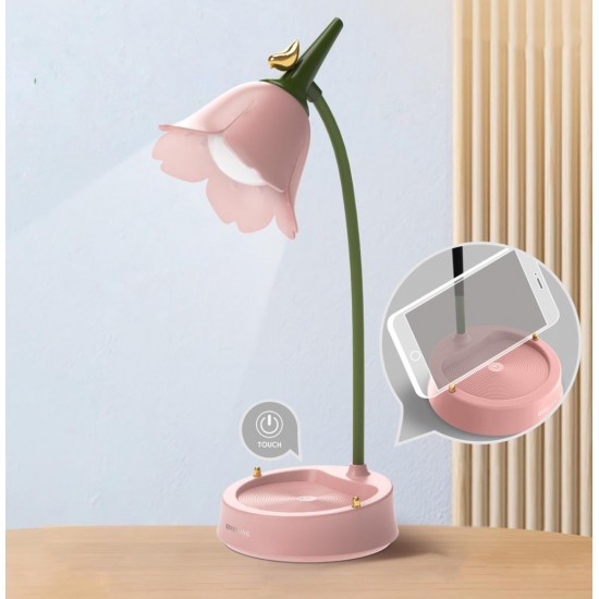 Özel Tasarım Çiçek Şarjlı Gece Masa Lambası Dokunmatik 3 Farklı Led Işıklı