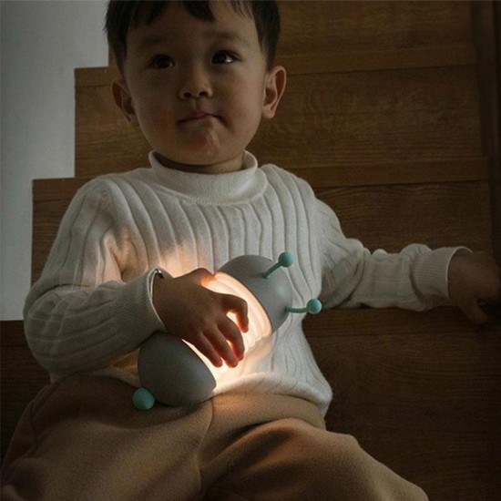 Sevimli Tırtıl Şarjlı Gece Masa Lambası Gri Çocuk Bebek Odası Led Işıklı Hediyelik