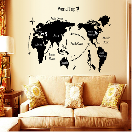 Travel Dünya Haritası Ev Dekor Duvar Sticker Çıkartma Seti